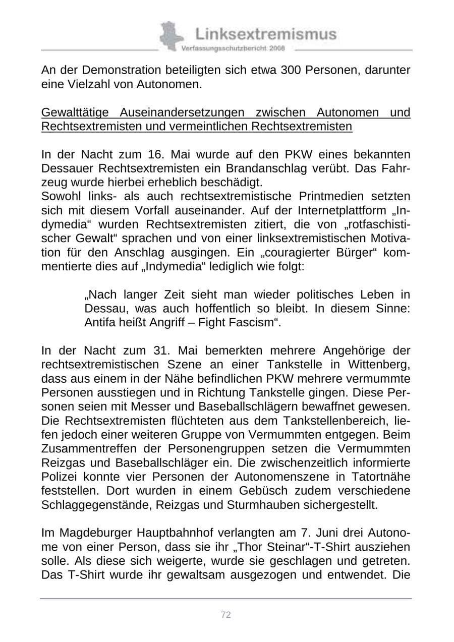 Seite 80 des Verfassungsschutzbericht 2008 Sachsen-Anhalt