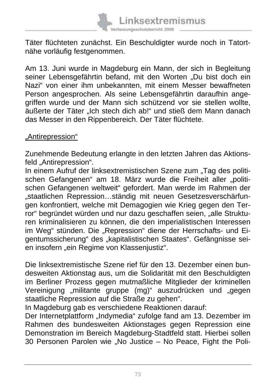 Seite 81 des Verfassungsschutzbericht 2008 Sachsen-Anhalt