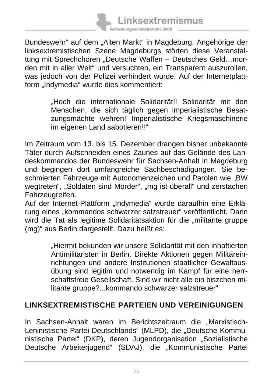 Seite 84 des Verfassungsschutzbericht 2008 Sachsen-Anhalt