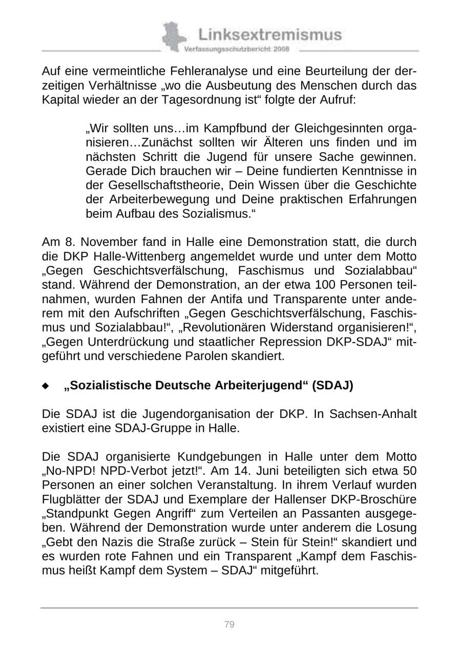 Seite 87 des Verfassungsschutzbericht 2008 Sachsen-Anhalt