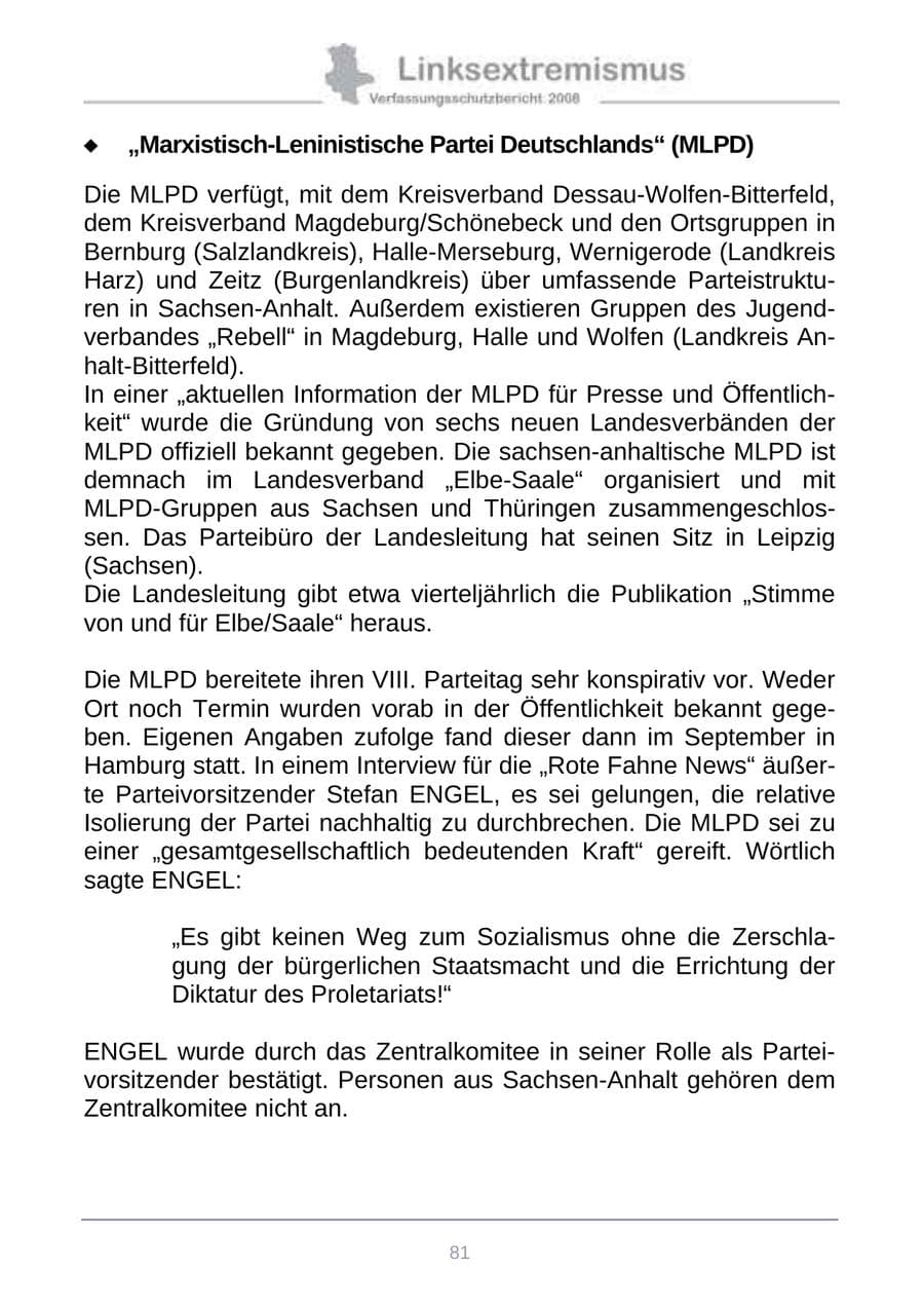 Seite 89 des Verfassungsschutzbericht 2008 Sachsen-Anhalt