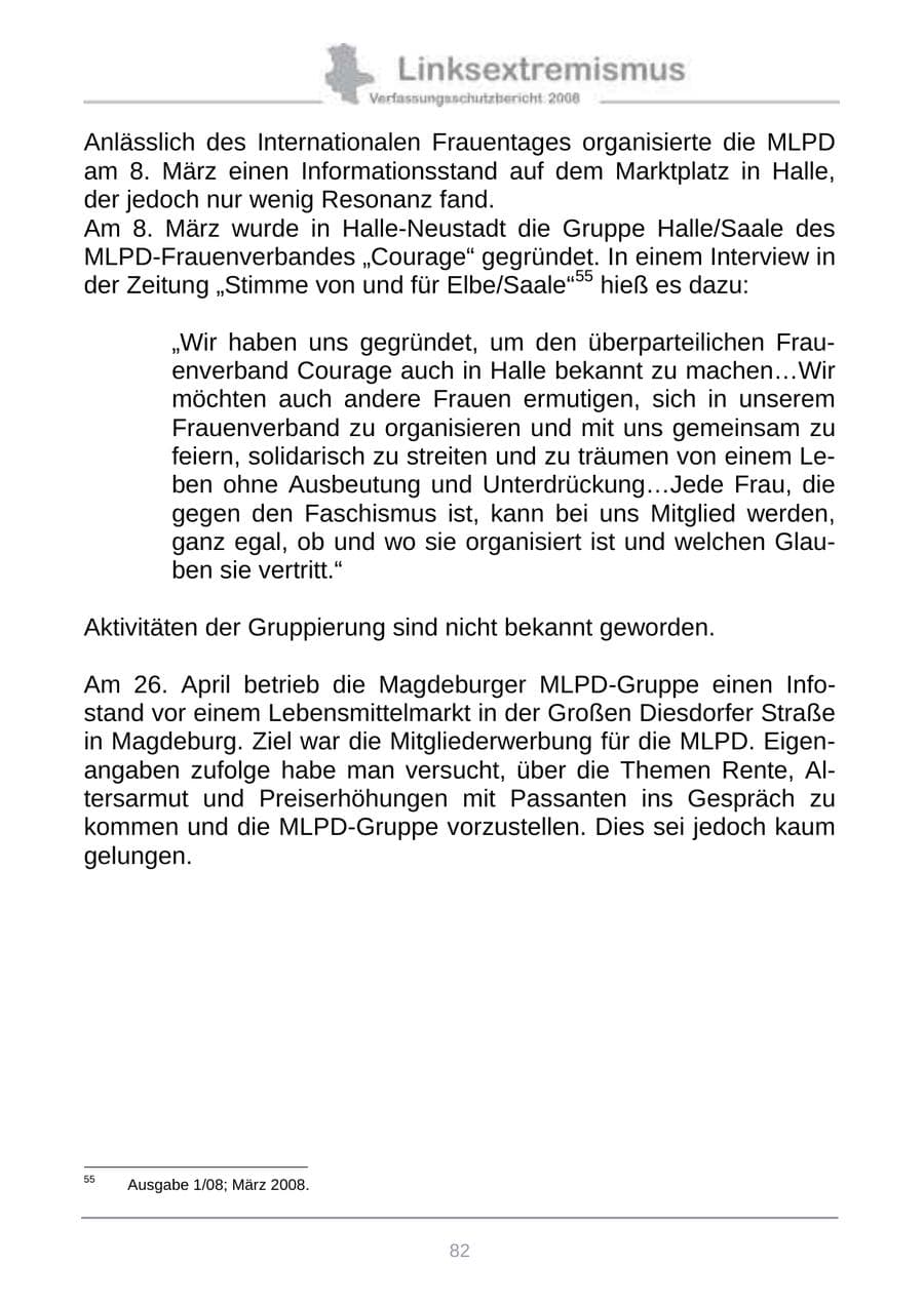 Seite 90 des Verfassungsschutzbericht 2008 Sachsen-Anhalt