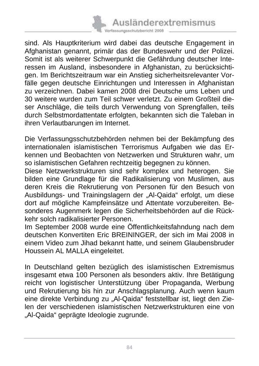 Seite 92 des Verfassungsschutzbericht 2008 Sachsen-Anhalt