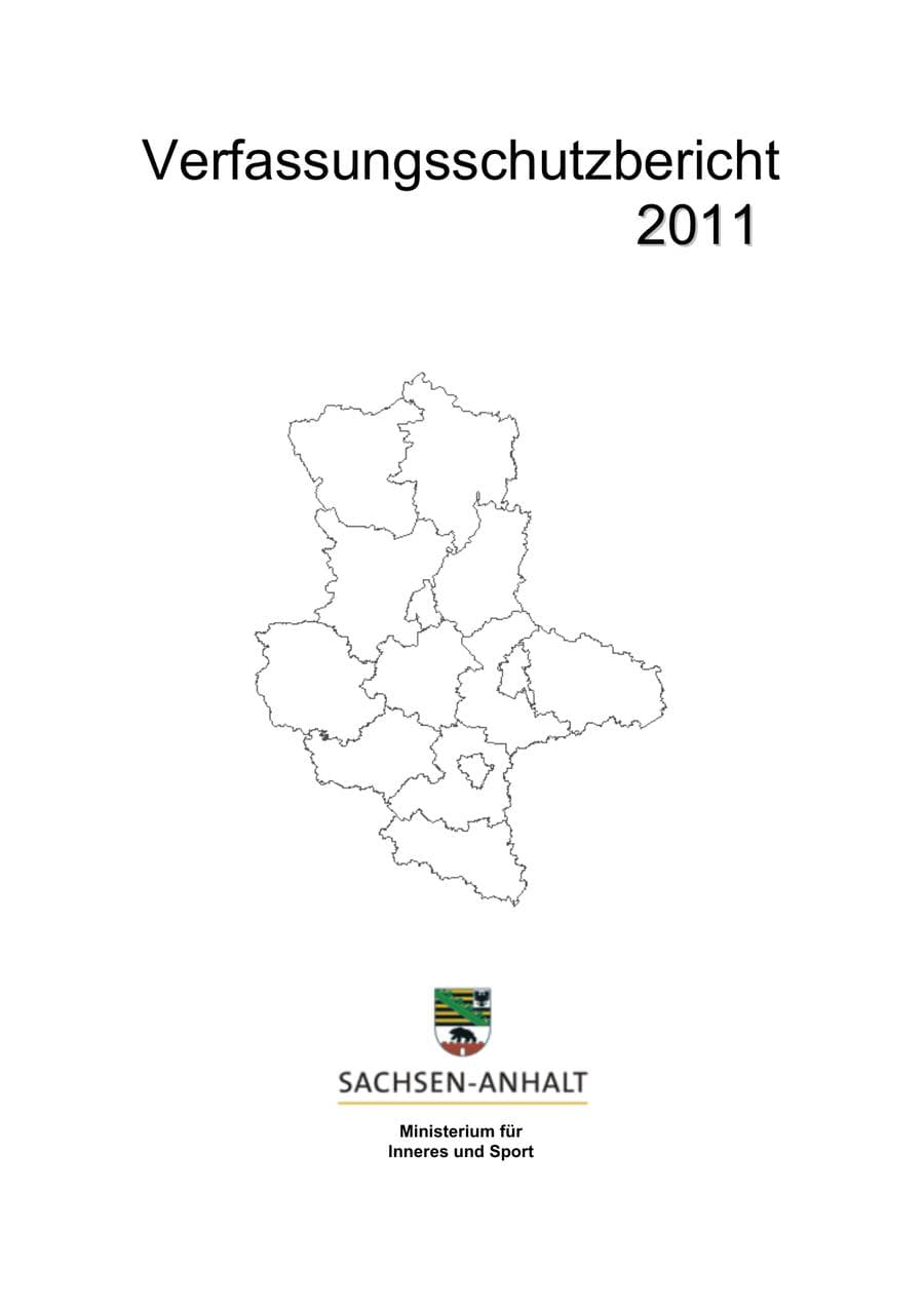Seite 1 des Verfassungsschutzbericht 2011 Sachsen-Anhalt