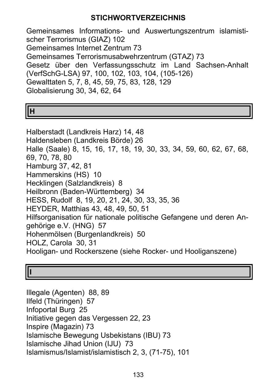 Seite 142 des Verfassungsschutzbericht 2011 Sachsen-Anhalt
