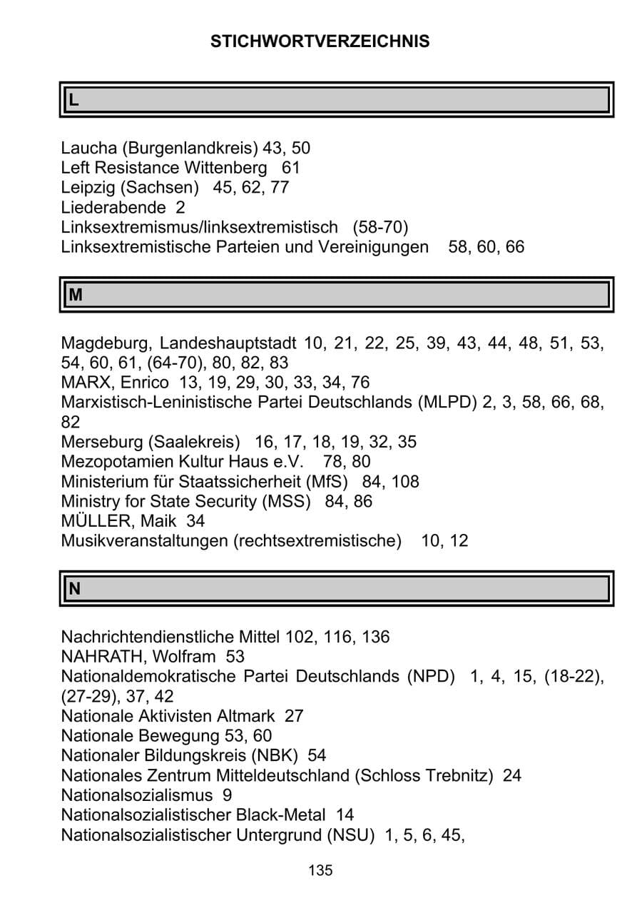 Seite 144 des Verfassungsschutzbericht 2011 Sachsen-Anhalt