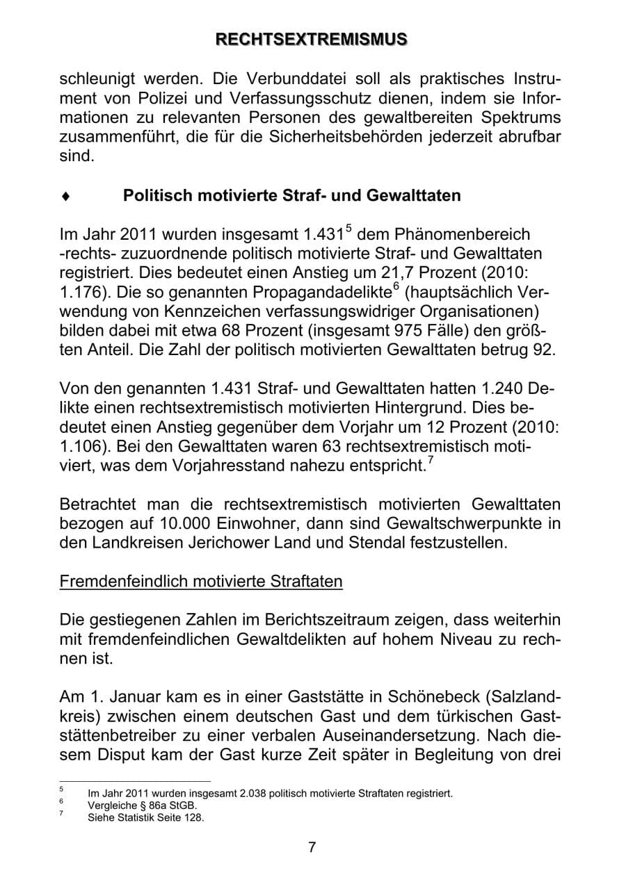Seite 16 des Verfassungsschutzbericht 2011 Sachsen-Anhalt