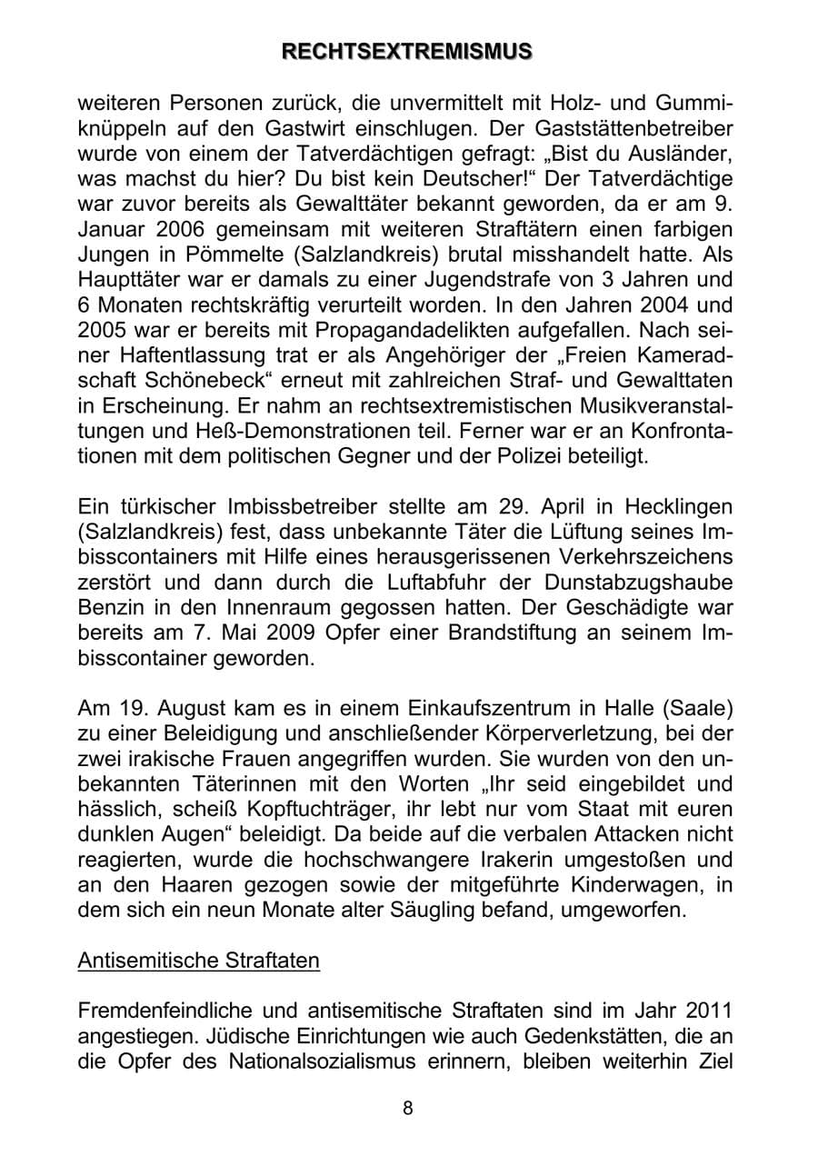 Seite 17 des Verfassungsschutzbericht 2011 Sachsen-Anhalt