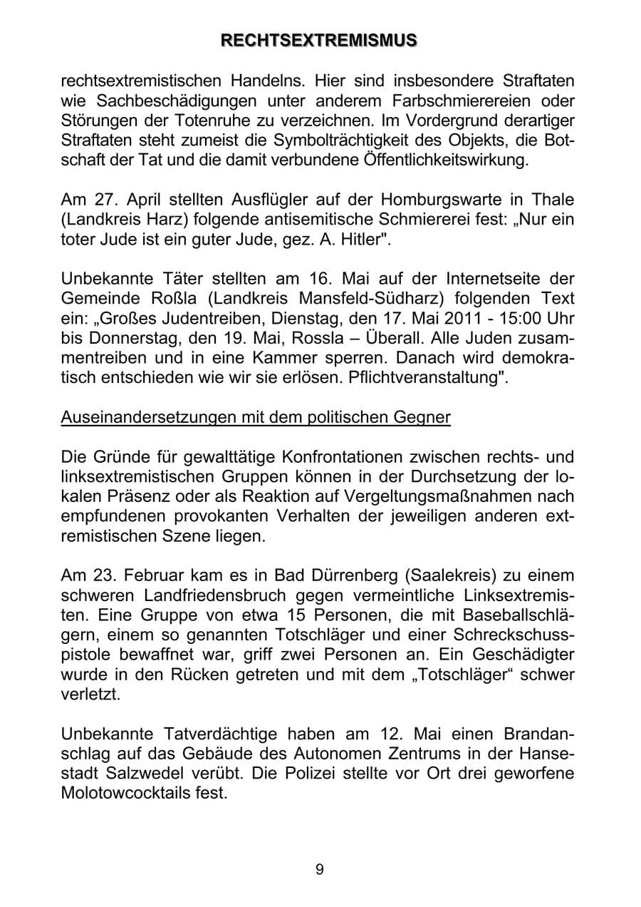 Seite 18 des Verfassungsschutzbericht 2011 Sachsen-Anhalt