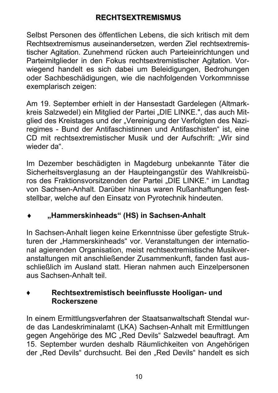 Seite 19 des Verfassungsschutzbericht 2011 Sachsen-Anhalt