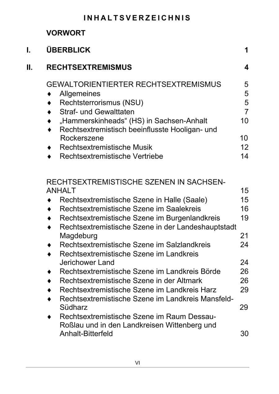 Seite 6 des Verfassungsschutzbericht 2011 Sachsen-Anhalt