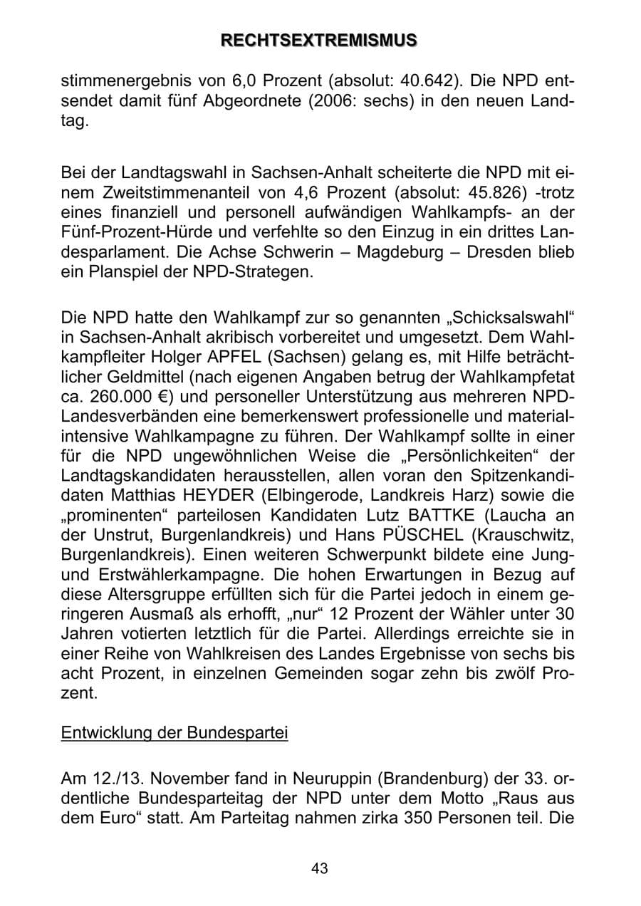 Seite 52 des Verfassungsschutzbericht 2011 Sachsen-Anhalt