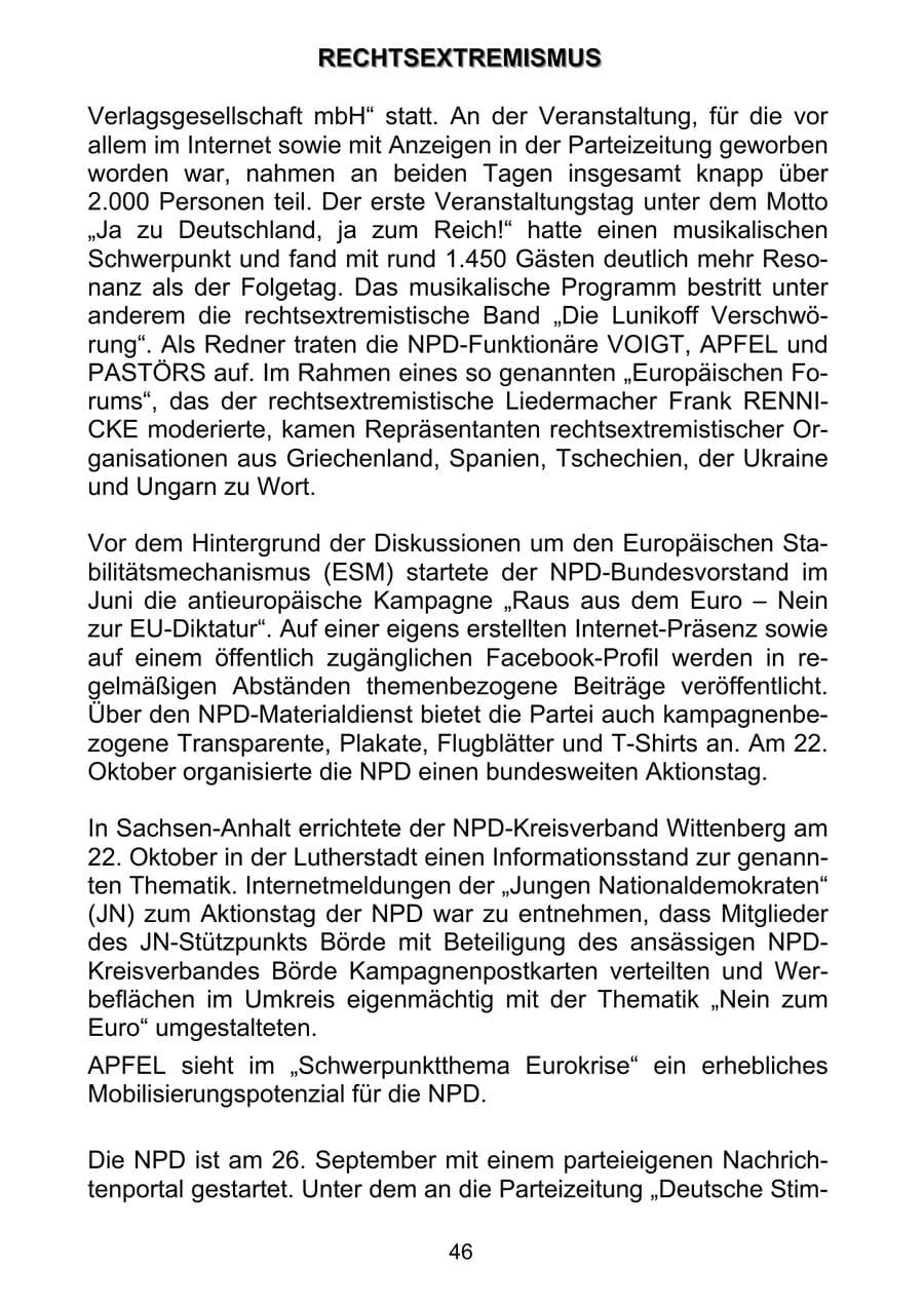 Seite 55 des Verfassungsschutzbericht 2011 Sachsen-Anhalt