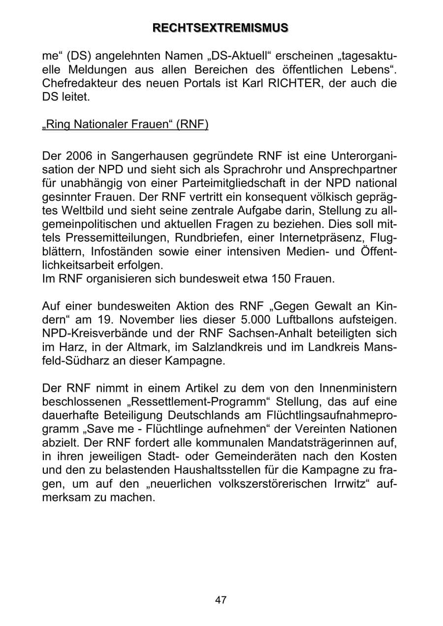 Seite 56 des Verfassungsschutzbericht 2011 Sachsen-Anhalt