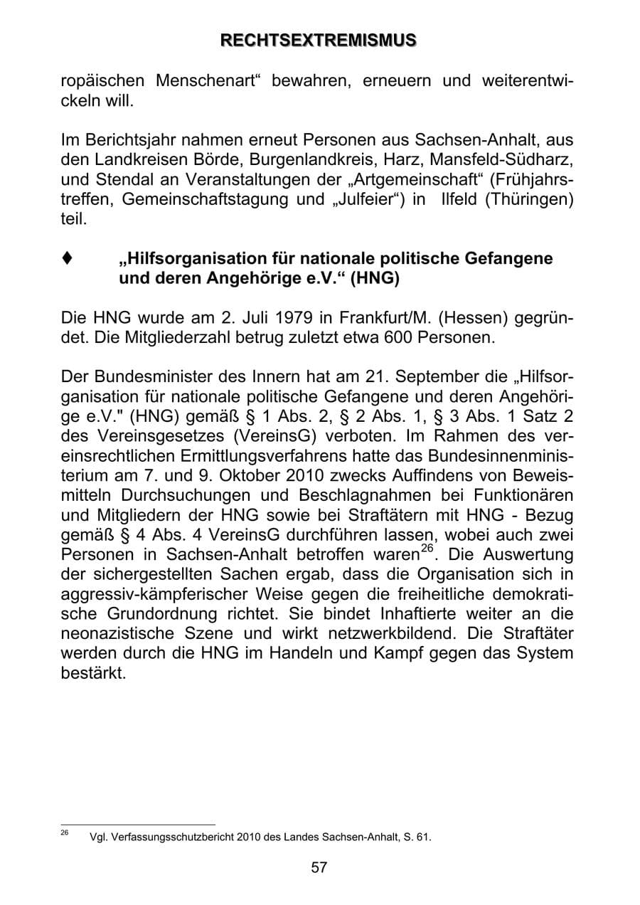 Seite 66 des Verfassungsschutzbericht 2011 Sachsen-Anhalt