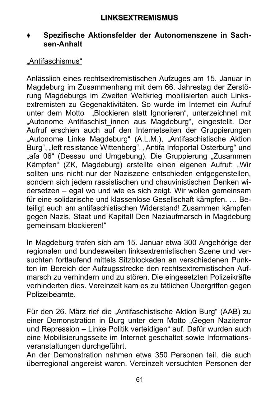 Seite 70 des Verfassungsschutzbericht 2011 Sachsen-Anhalt