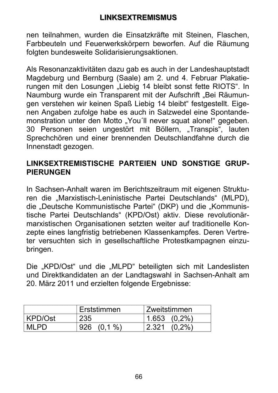 Seite 75 des Verfassungsschutzbericht 2011 Sachsen-Anhalt