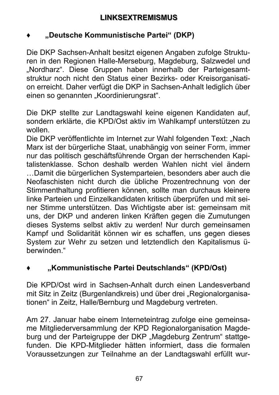 Seite 76 des Verfassungsschutzbericht 2011 Sachsen-Anhalt