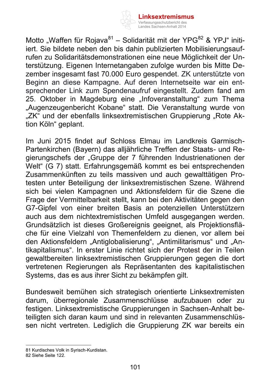Seite 101 des Verfassungsschutzbericht 2014 Sachsen-Anhalt
