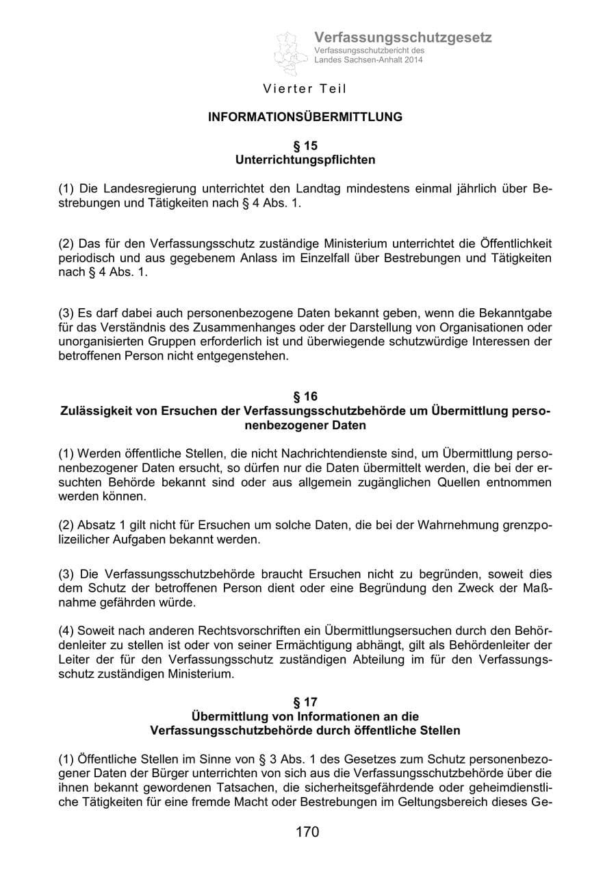 Seite 170 des Verfassungsschutzbericht 2014 Sachsen-Anhalt