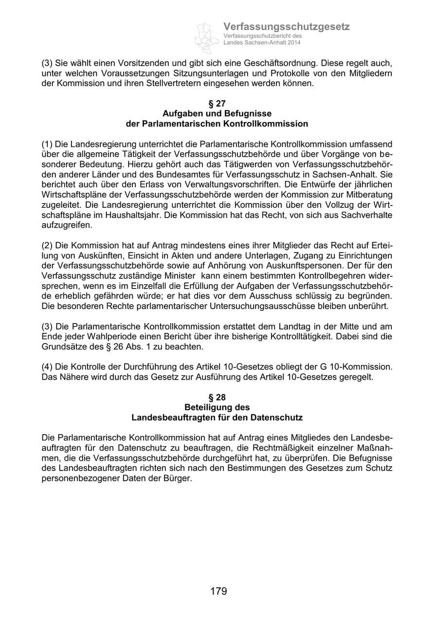 Seite 179 des Verfassungsschutzbericht 2014 Sachsen-Anhalt