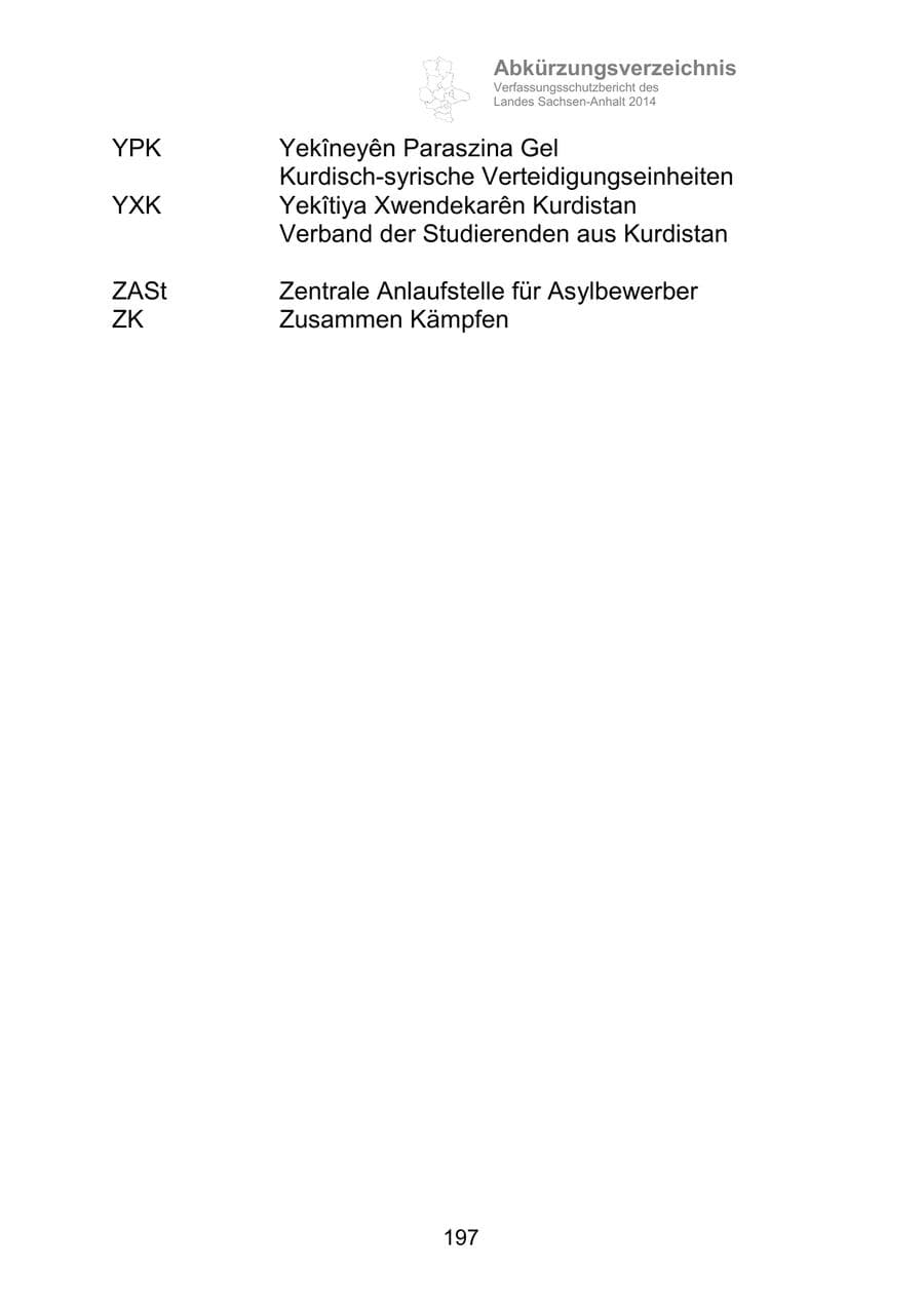 Seite 197 des Verfassungsschutzbericht 2014 Sachsen-Anhalt