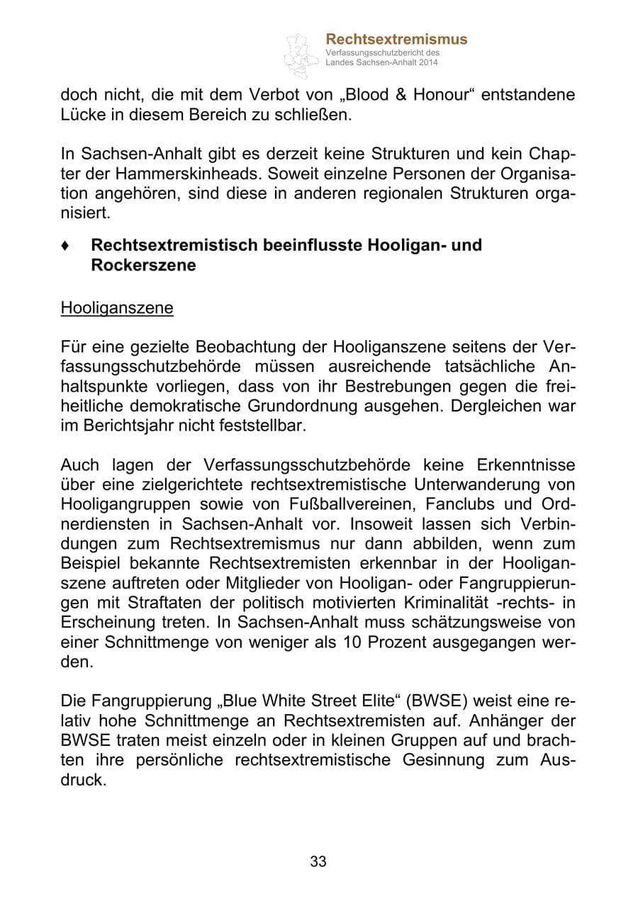 Seite 33 des Verfassungsschutzbericht 2014 Sachsen-Anhalt