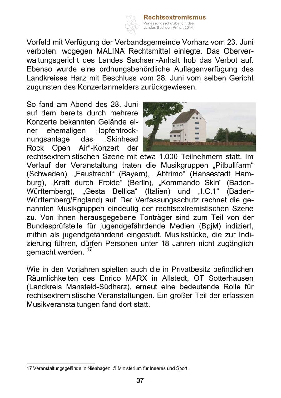 Seite 37 des Verfassungsschutzbericht 2014 Sachsen-Anhalt
