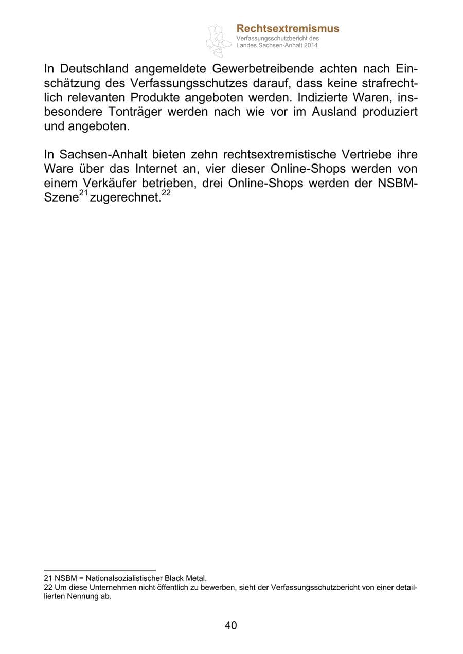 Seite 40 des Verfassungsschutzbericht 2014 Sachsen-Anhalt