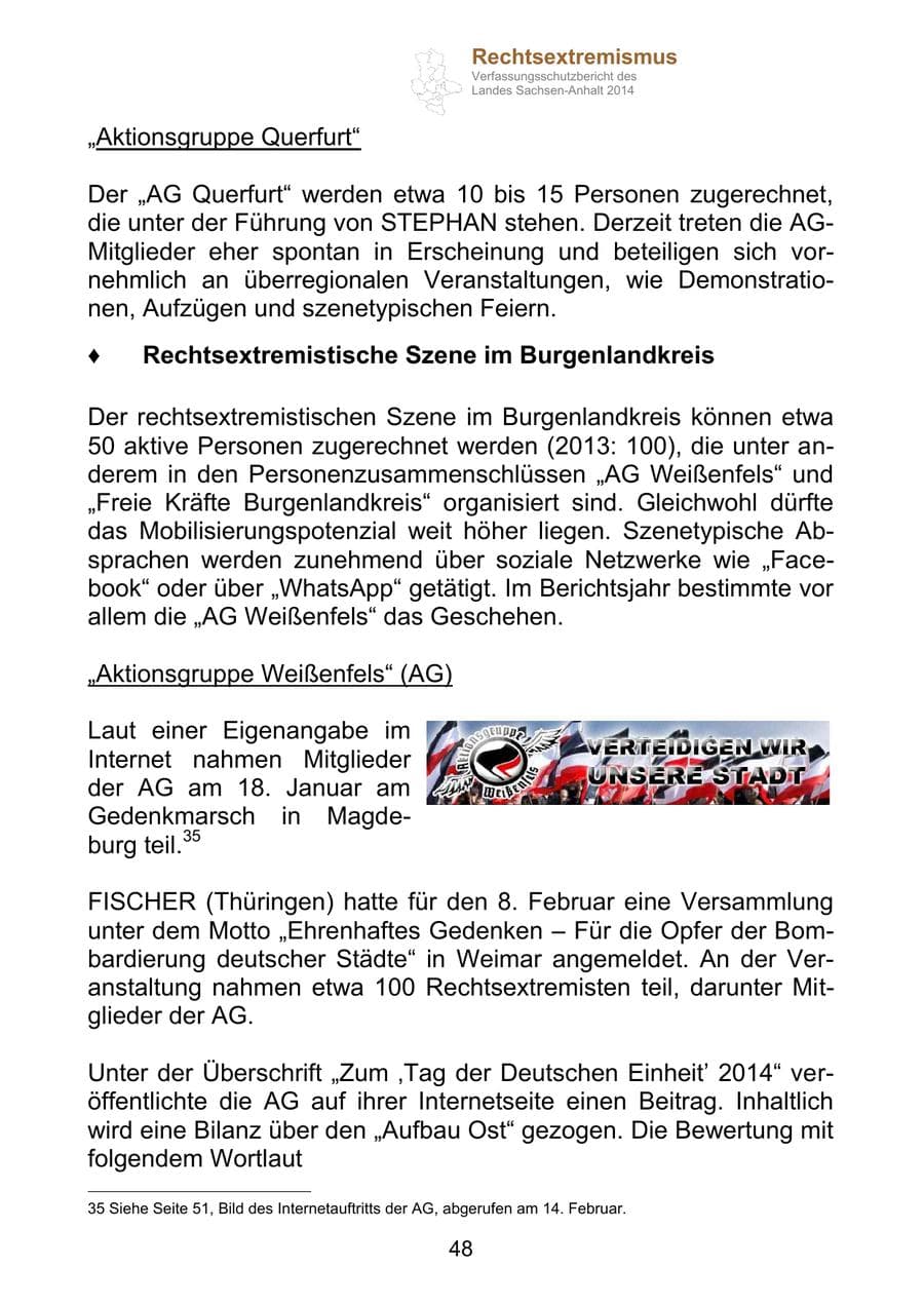 Seite 48 des Verfassungsschutzbericht 2014 Sachsen-Anhalt