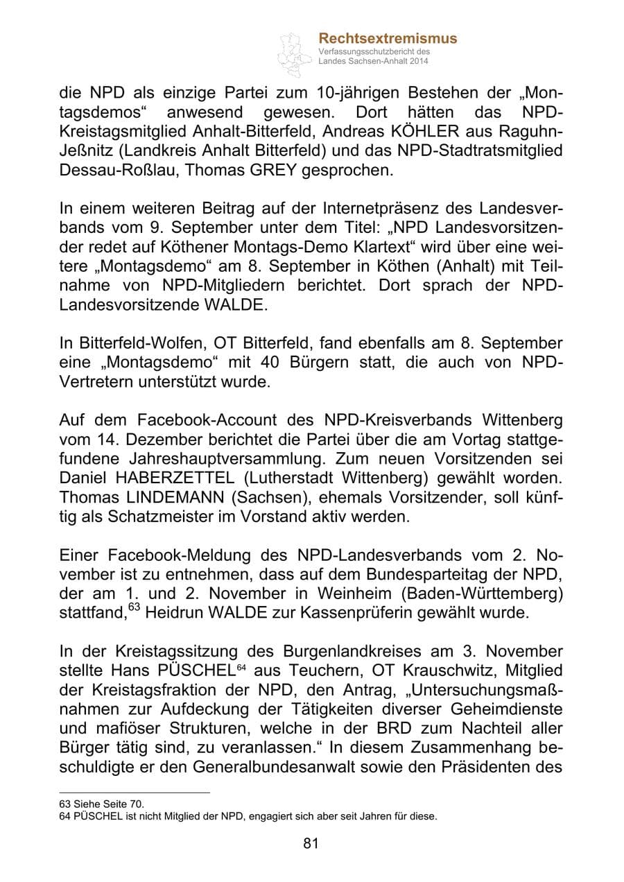 Seite 81 des Verfassungsschutzbericht 2014 Sachsen-Anhalt