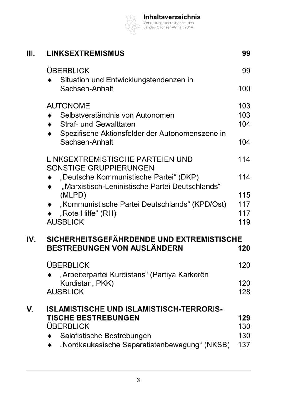Seite 10 des Verfassungsschutzbericht 2014 Sachsen-Anhalt