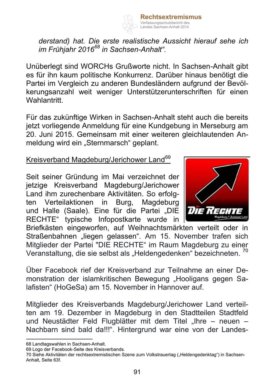 Seite 91 des Verfassungsschutzbericht 2014 Sachsen-Anhalt