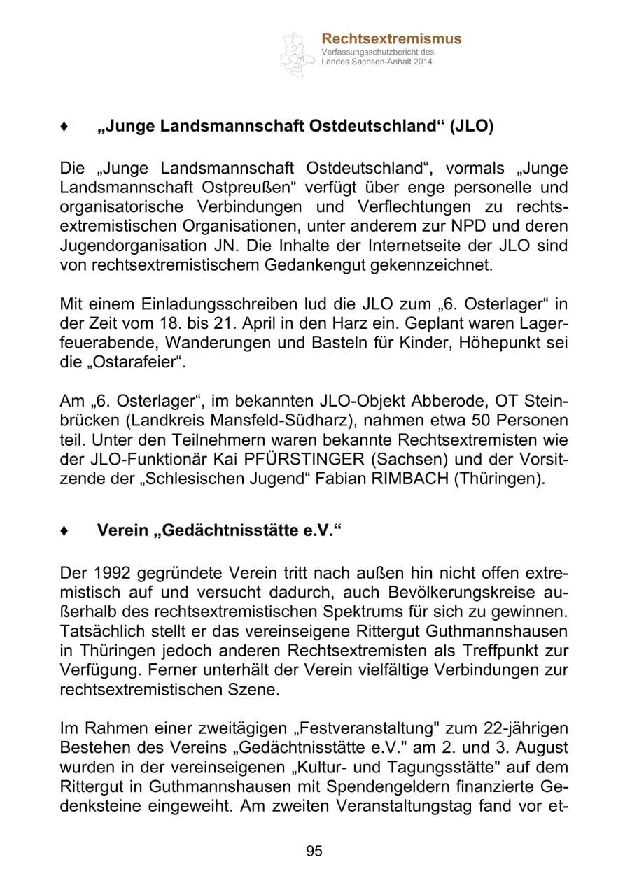 Seite 95 des Verfassungsschutzbericht 2014 Sachsen-Anhalt