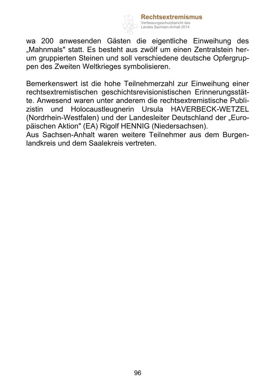 Seite 96 des Verfassungsschutzbericht 2014 Sachsen-Anhalt