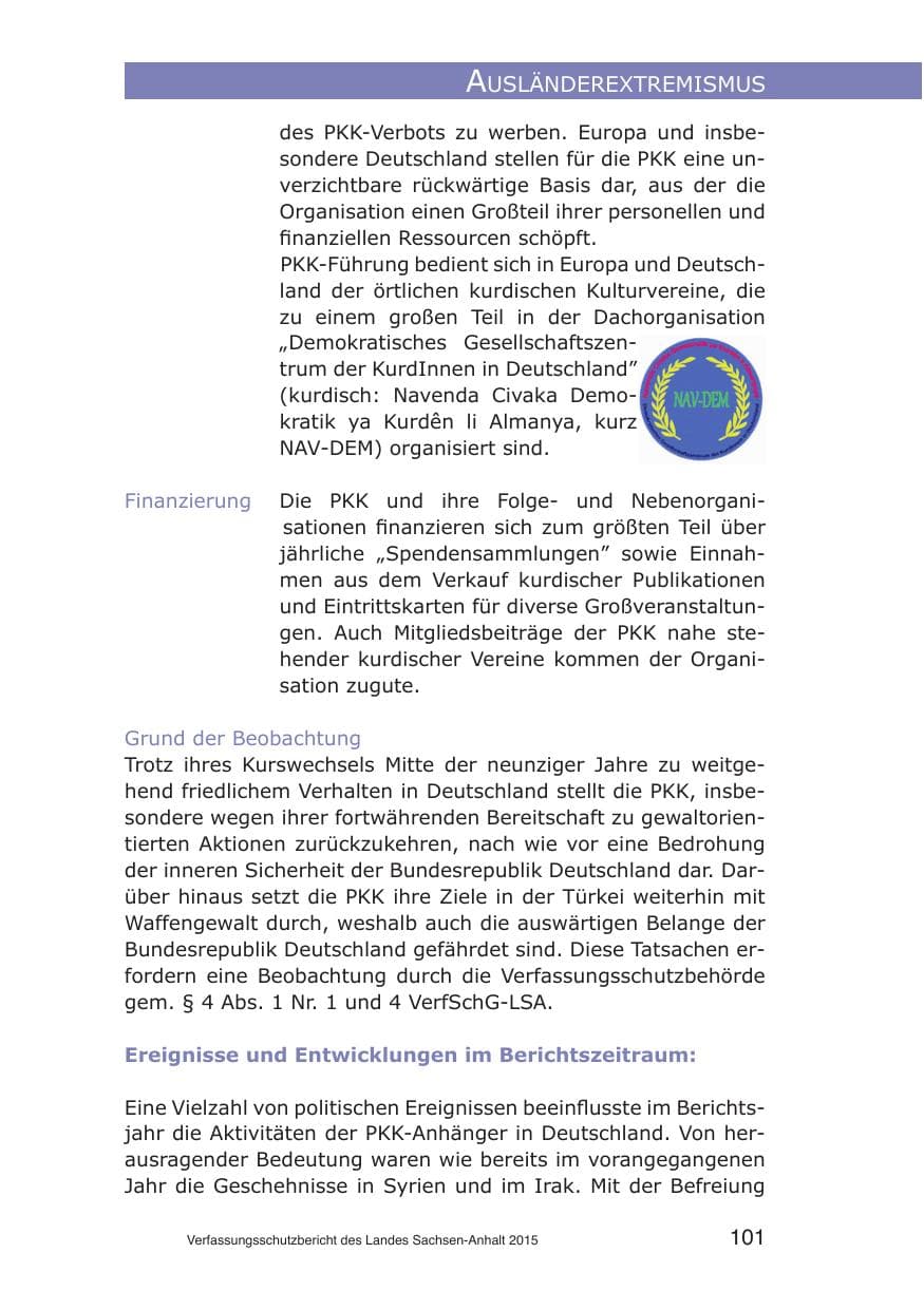 Seite 101 des Verfassungsschutzbericht 2015 Sachsen-Anhalt