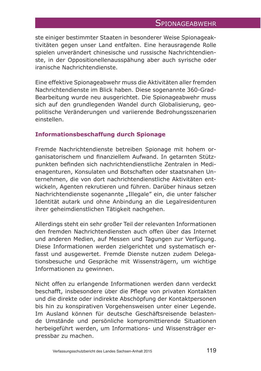 Seite 119 des Verfassungsschutzbericht 2015 Sachsen-Anhalt