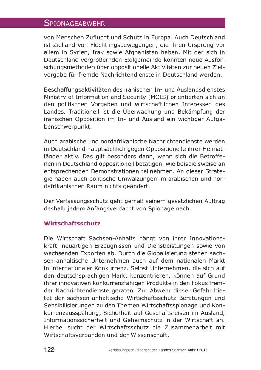 Seite 122 des Verfassungsschutzbericht 2015 Sachsen-Anhalt
