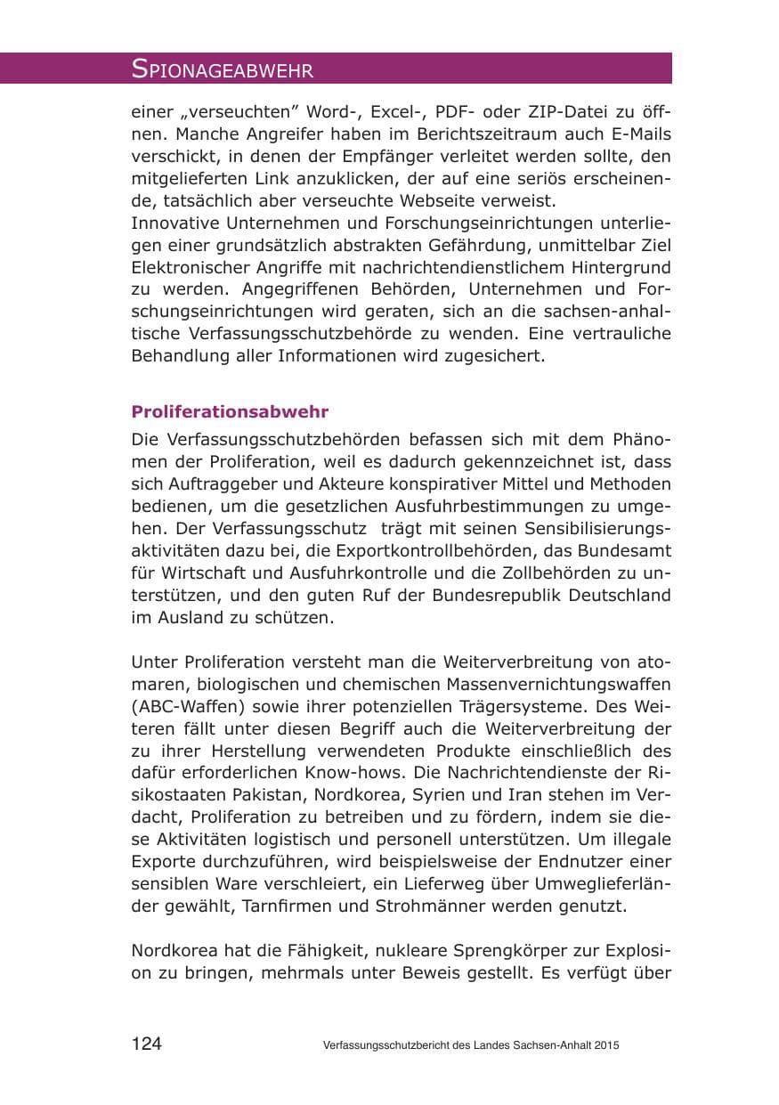Seite 124 des Verfassungsschutzbericht 2015 Sachsen-Anhalt