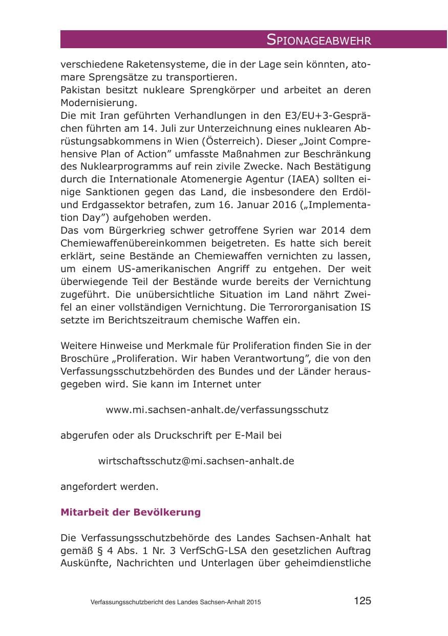 Seite 125 des Verfassungsschutzbericht 2015 Sachsen-Anhalt