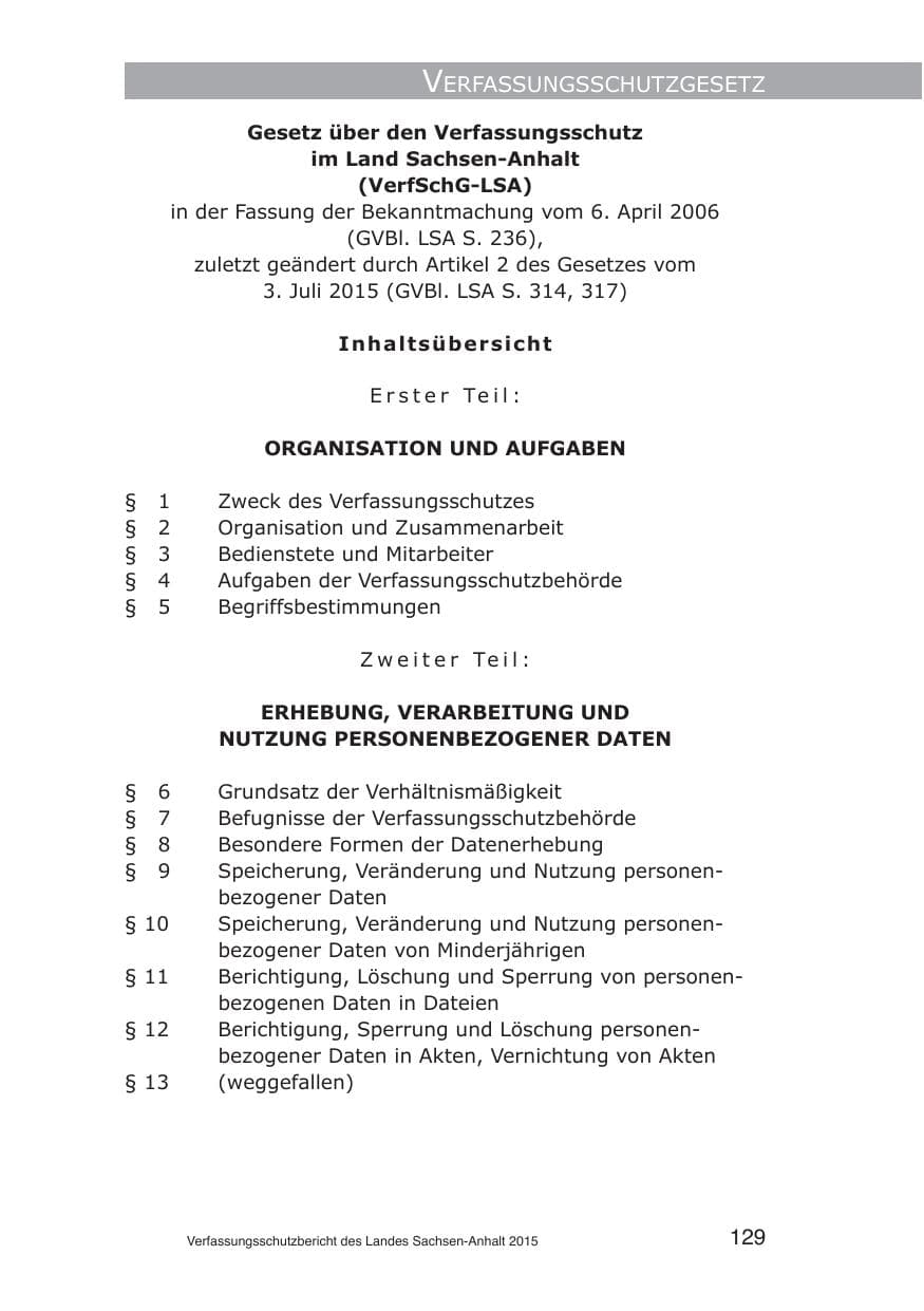 Seite 129 des Verfassungsschutzbericht 2015 Sachsen-Anhalt