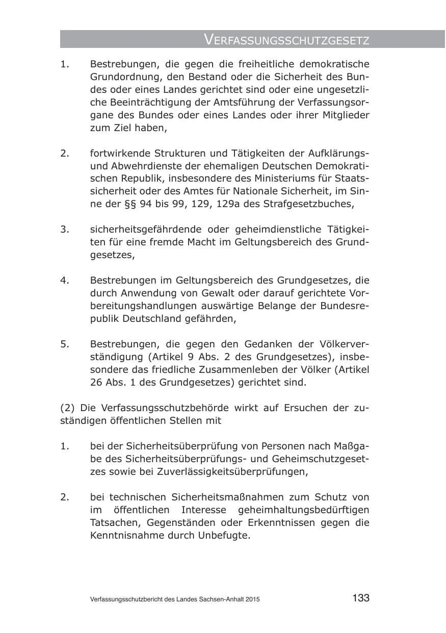 Seite 133 des Verfassungsschutzbericht 2015 Sachsen-Anhalt