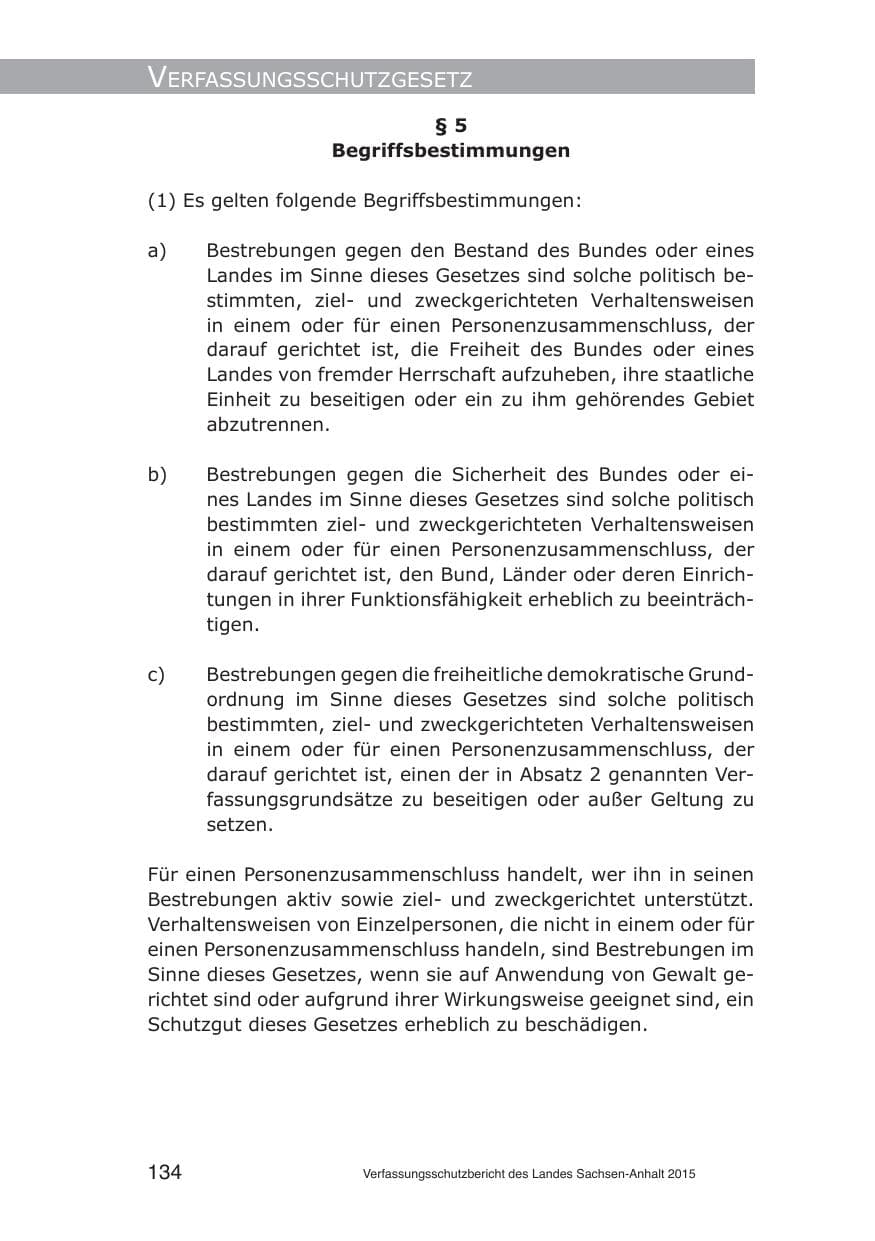 Seite 134 des Verfassungsschutzbericht 2015 Sachsen-Anhalt