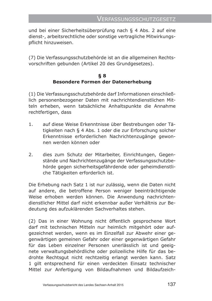 Seite 137 des Verfassungsschutzbericht 2015 Sachsen-Anhalt