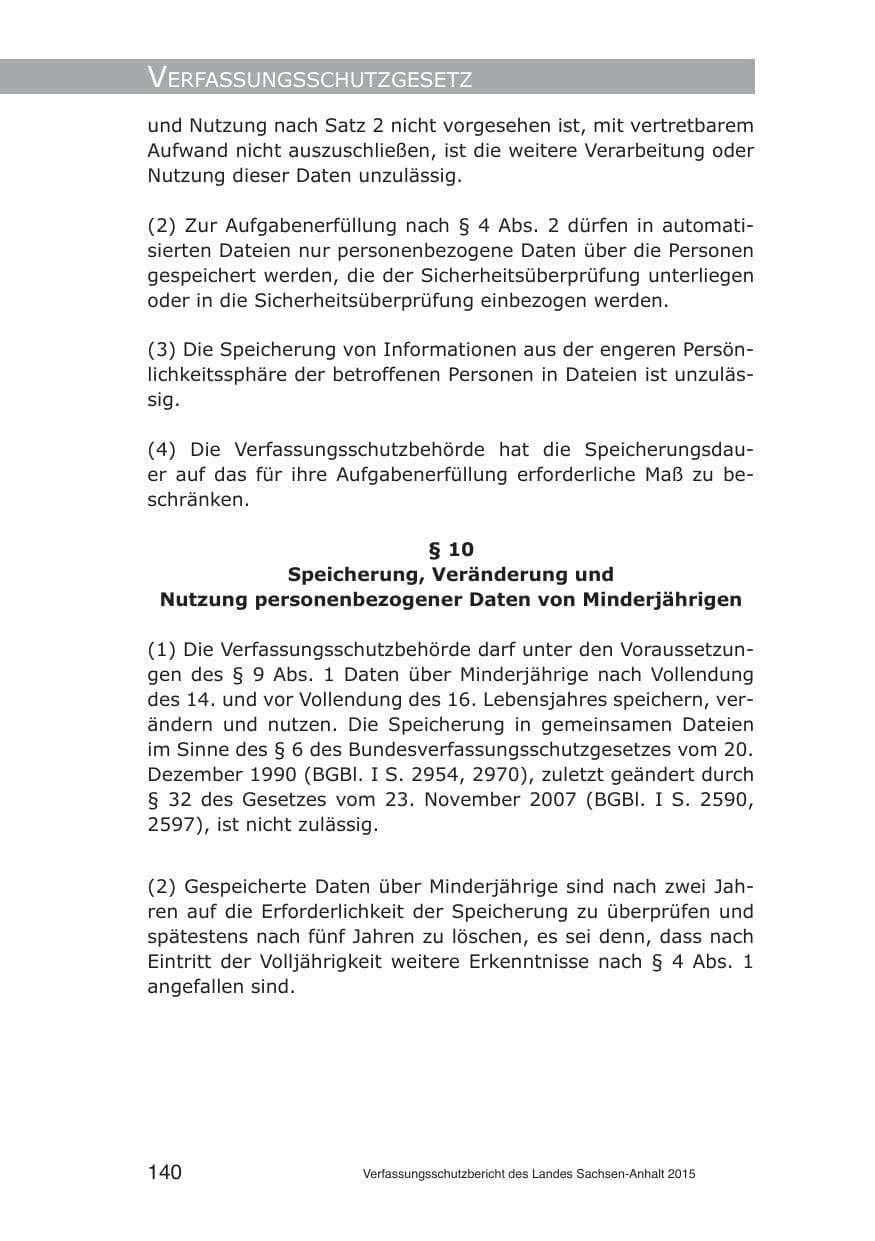 Seite 140 des Verfassungsschutzbericht 2015 Sachsen-Anhalt
