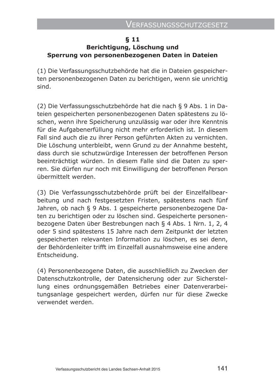 Seite 141 des Verfassungsschutzbericht 2015 Sachsen-Anhalt