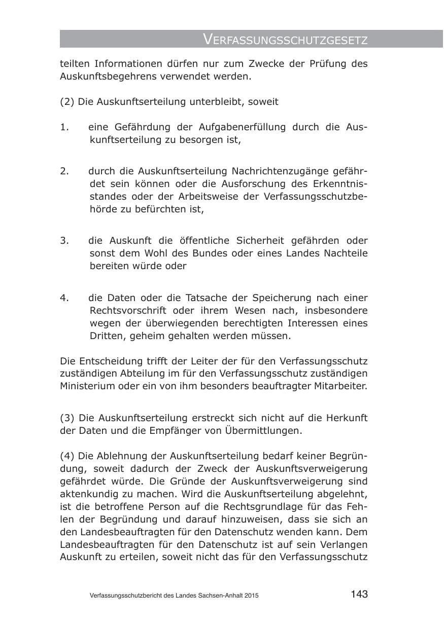 Seite 143 des Verfassungsschutzbericht 2015 Sachsen-Anhalt