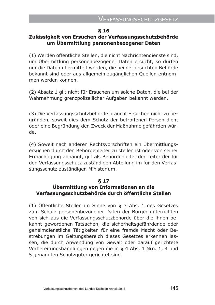 Seite 145 des Verfassungsschutzbericht 2015 Sachsen-Anhalt