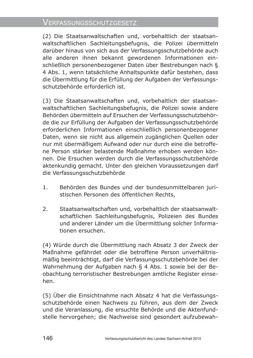 Seite 146 des Verfassungsschutzbericht 2015 Sachsen-Anhalt