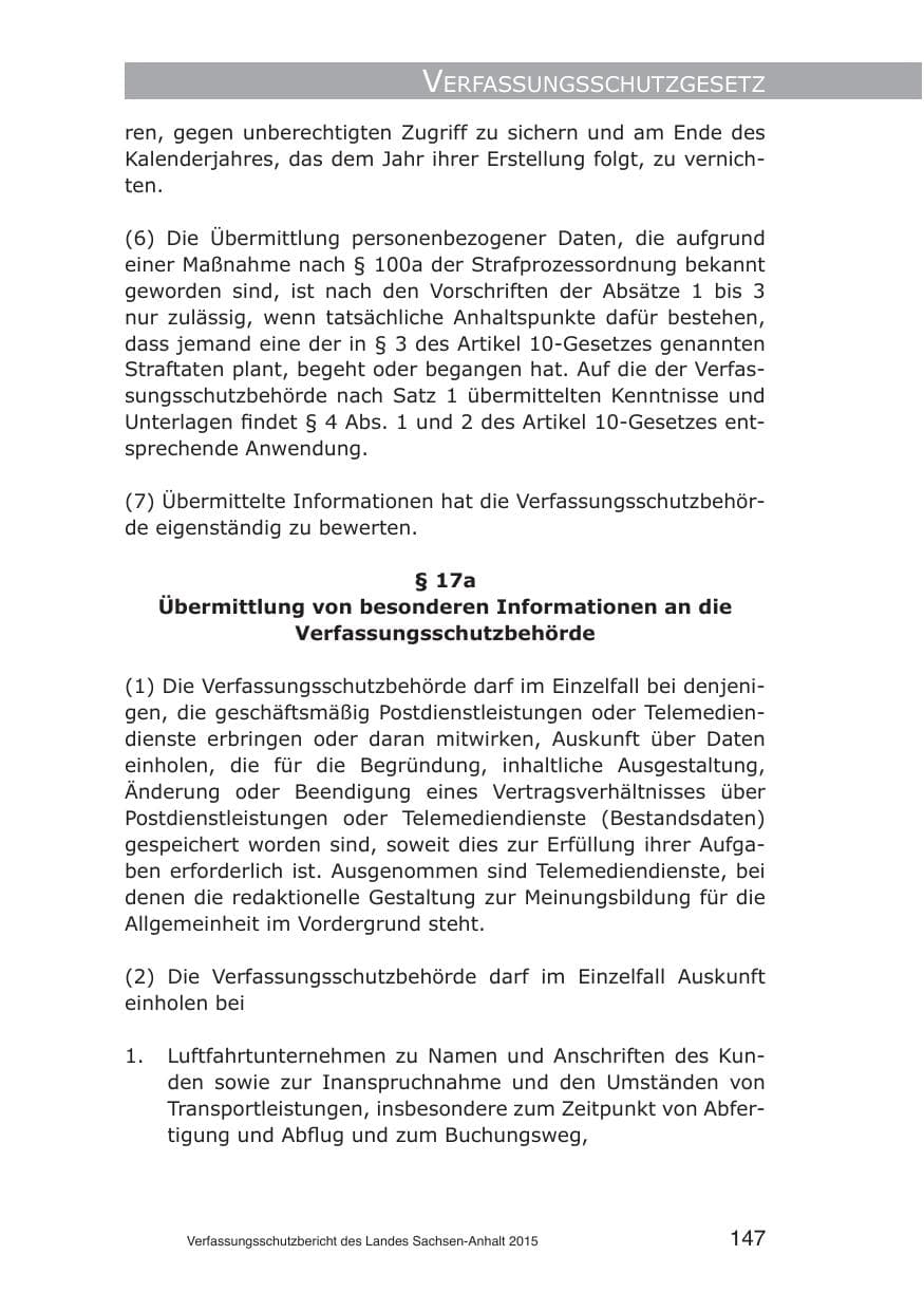 Seite 147 des Verfassungsschutzbericht 2015 Sachsen-Anhalt